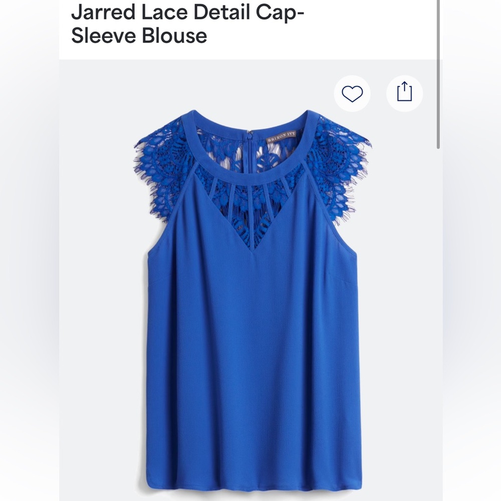 Elegant Blue Lace Sleeve Women's Top